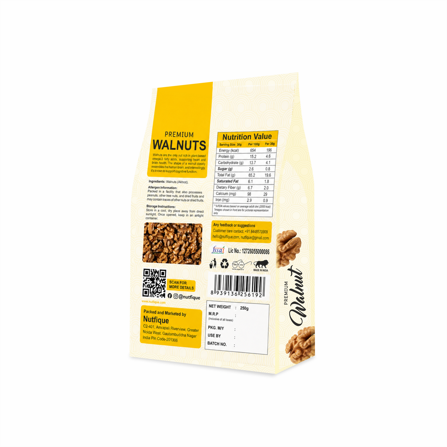 Nutfique Premium Walnuts-250G