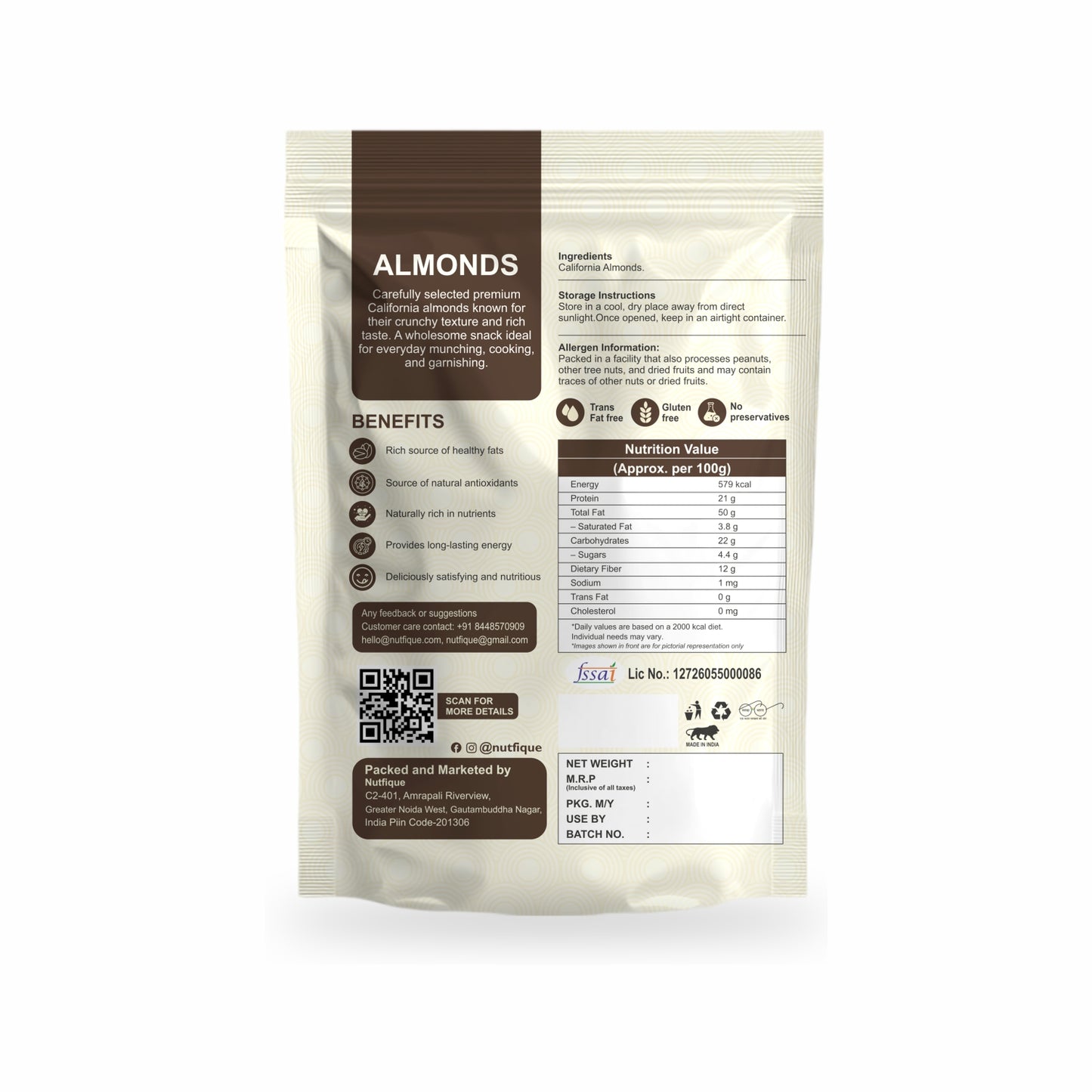 Nutfique California Almonds- 250G