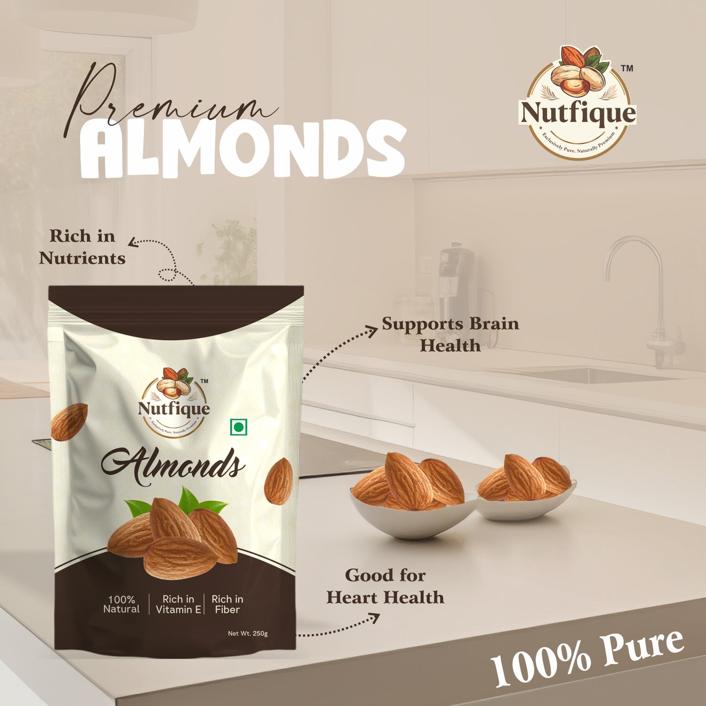 Nutfique California Almonds- 250G