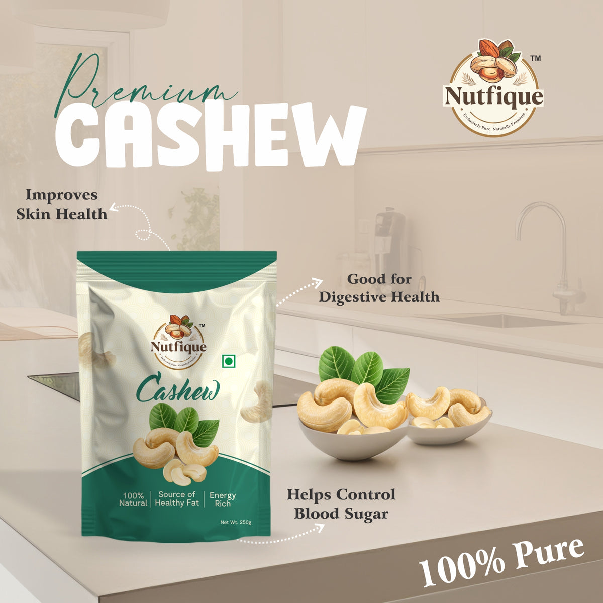 Nutfique Premium Cashews- 250G