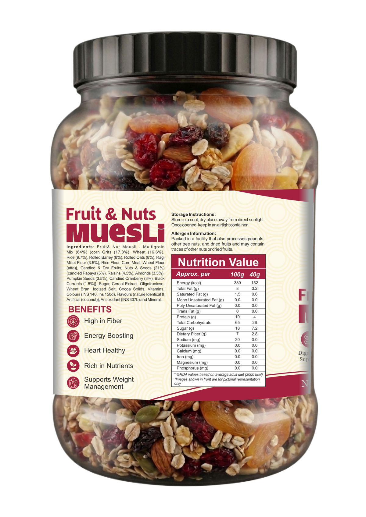 Nutfique Fruit & Nut Muesli -800G