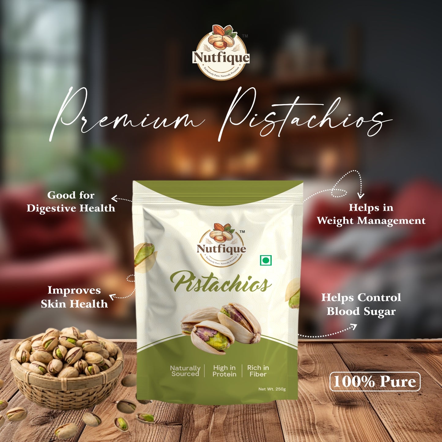 Nutfique California Roasted Pistachios- 250G