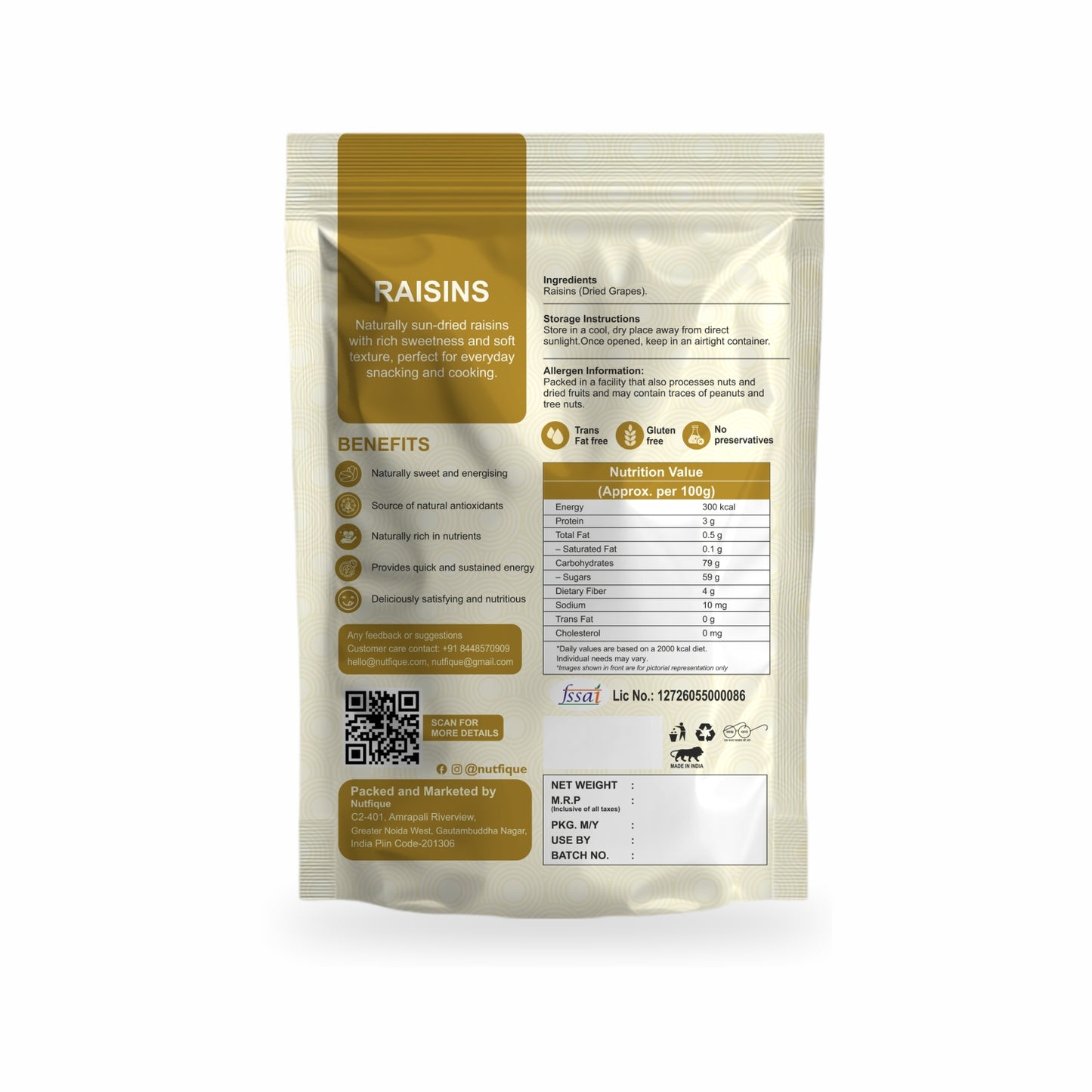Nutfique Raisins (Sangli Kishmish)- 250G
