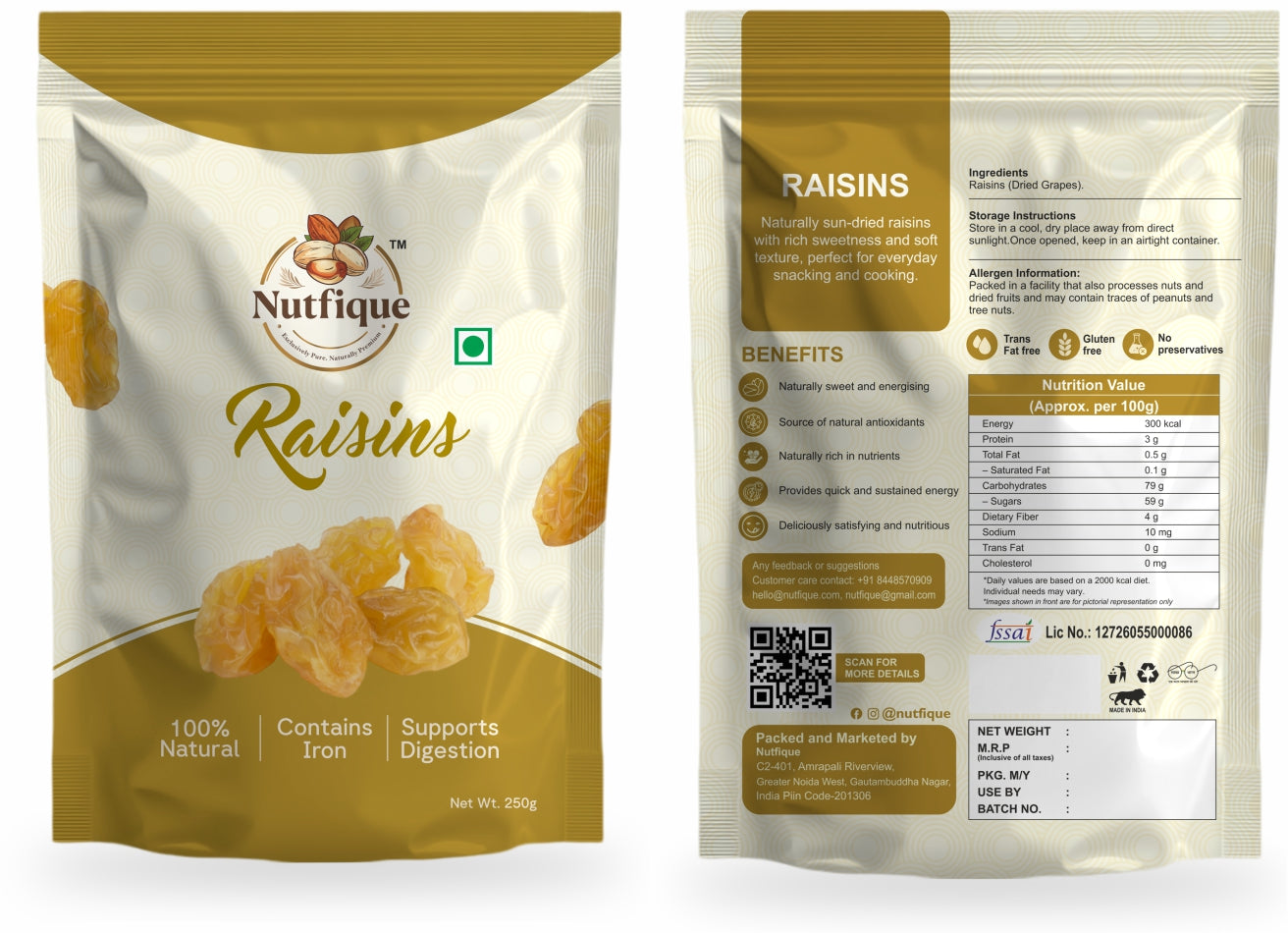 Nutfique Raisins (Sangli Kishmish)- 250G