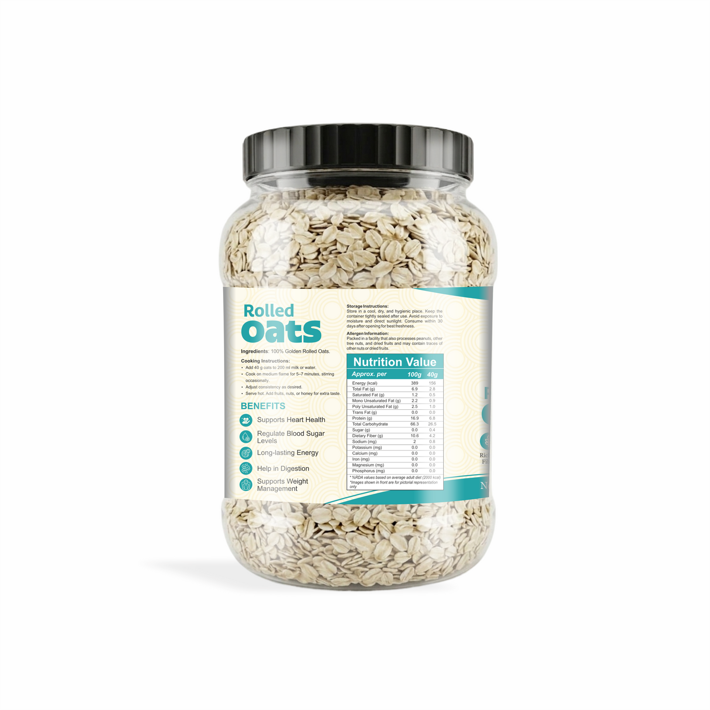 Nutfique Jumbo Rolled Oats- 1KG